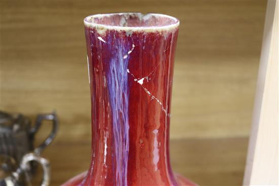 A Chinese sang de boeuf vase height 41cm (a.f.)